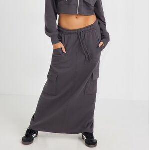 Garage Dark Gray Utility Cargo Maxi Skirt